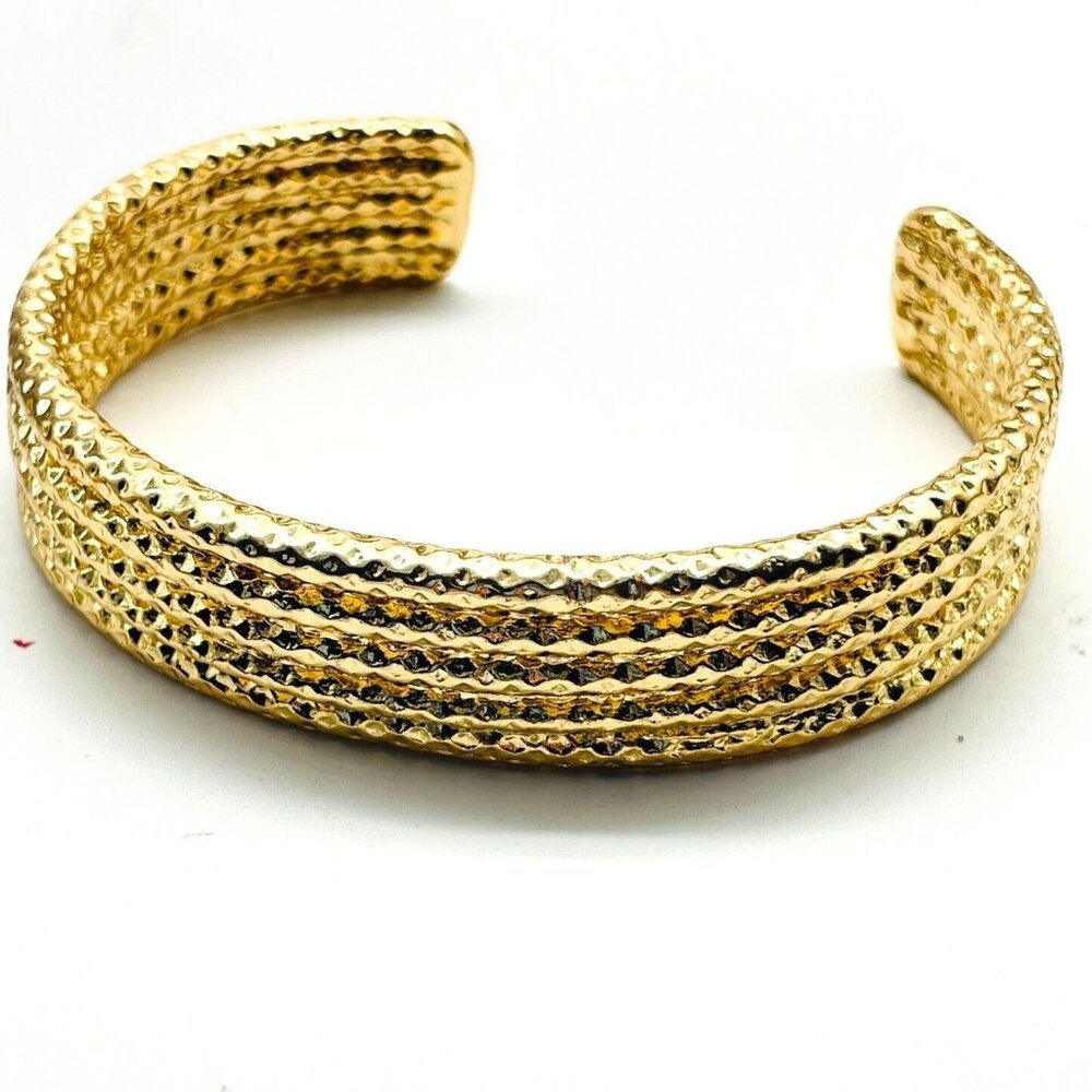 Five Layer Cuff Bracelet Gold Tone Classic Career Workwear Gift
